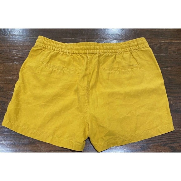 POINT SUR Seaside Mustard Linen Blend Shorts M Drawstring Elastic Waist J. Crew - Picture 4 of 6